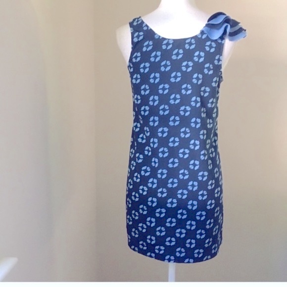 Anthropologie Odille blue ruffle shoulder tunic dress - Picture 4 of 8